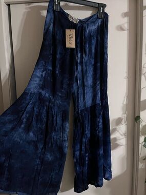 Rhea Navy Tie-Dye Wide Leg Palazzo Pants